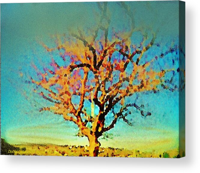 Winter Tree Morning Light Sky Acrylic Print featuring the digital art Winter tree by Dr Loifer Vladimir