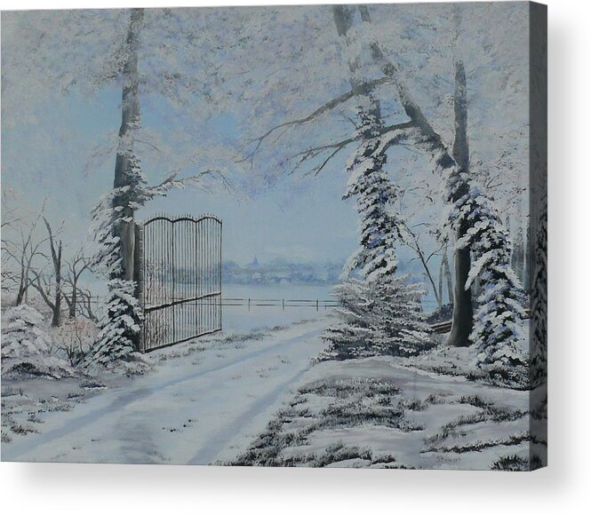 Snow Acrylic Print featuring the painting Winter's Grip by William Stewart