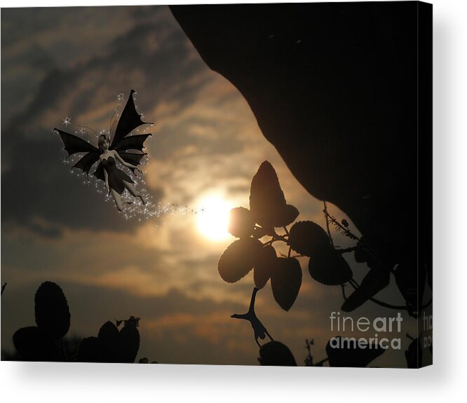 Rest House Acrylic Print featuring the digital art Wonderful sunset fairy by Pixel Artist