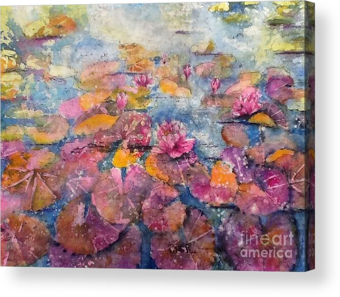 Ponds Acrylic Print featuring the painting Wonderland Waterlilies by Carol Losinski Naylor