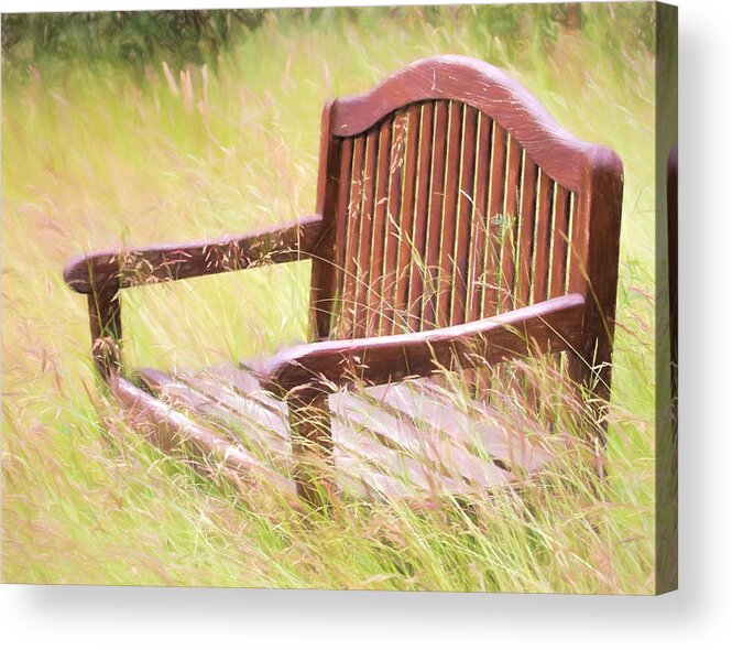 Bench Acrylic Print featuring the photograph Wooden Bench Versus Mother Nature by Peggy Collins