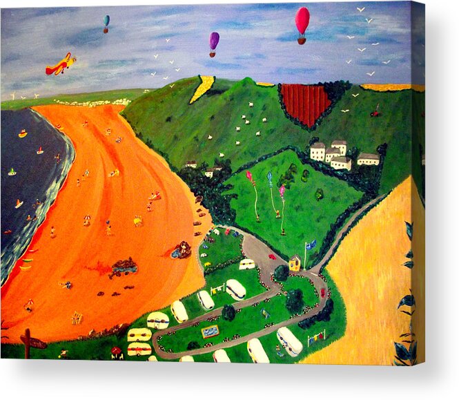 Seaside Acrylic Print featuring the painting Woolacombe Bay by Sandy Wager
