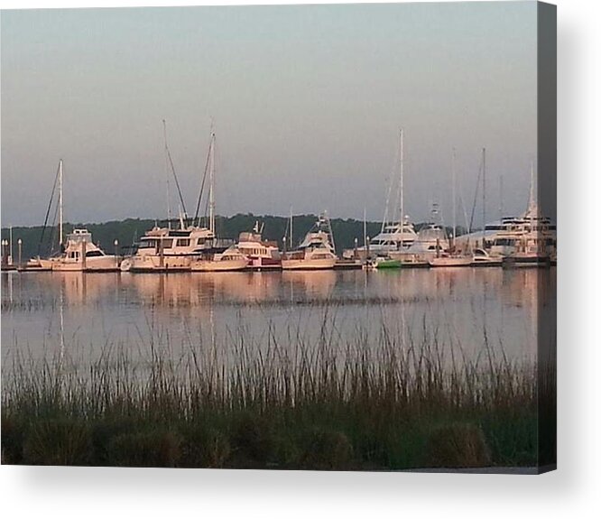 Seascape Acrylic Print featuring the photograph Yacht and Harbor View by Joetta Beauford