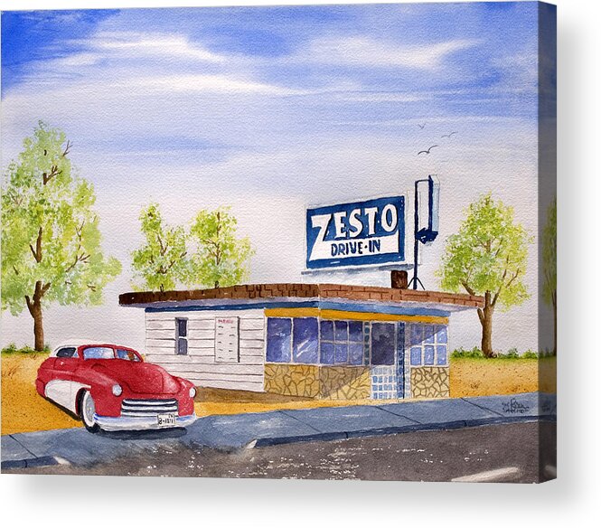 Mitchell Acrylic Print featuring the painting Zesto Drive In by Richard Stedman