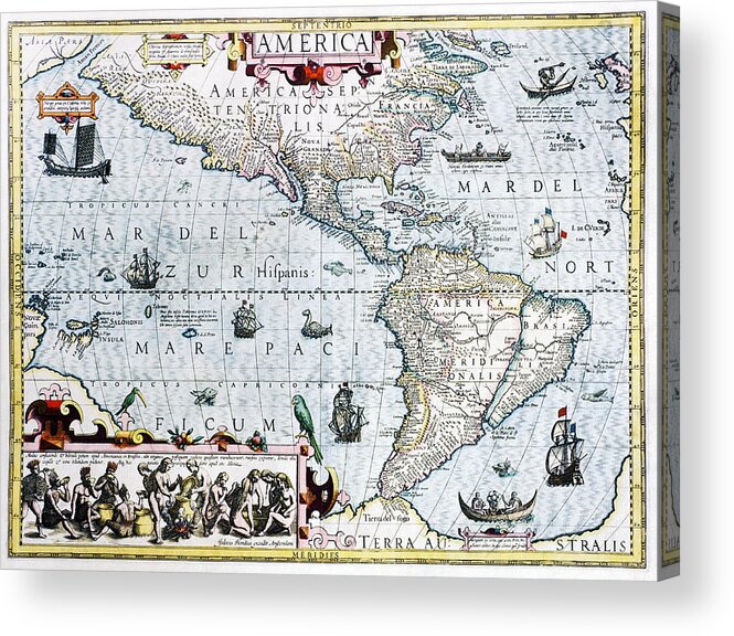 Map Acrylic Print featuring the photograph 17th Century Map Of The New World by Georgette Douwma