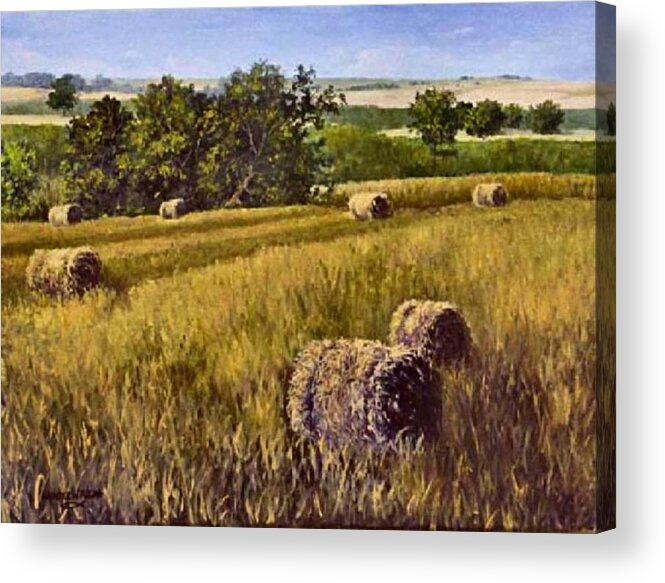 Landscape Acrylic Print featuring the painting All Rolled Up #1 by Lynne Wright
