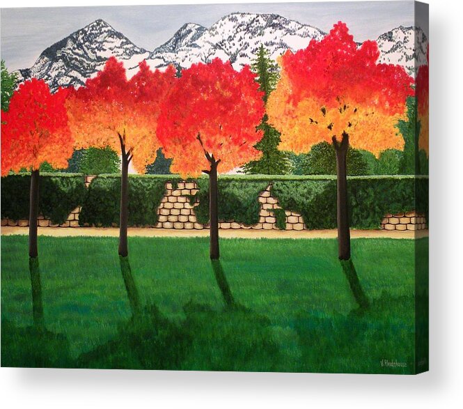 Autumn Acrylic Print featuring the painting Autumn Trees by Victoria Rhodehouse
