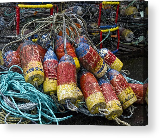 Fishing Acrylic Print featuring the photograph Buoys and Crabpots on the Oregon Coast #3 by Carol Leigh