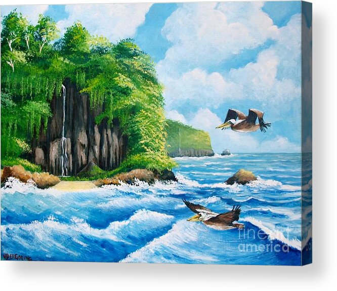 Island Acrylic Print featuring the painting Treasure island by Jean Pierre Bergoeing