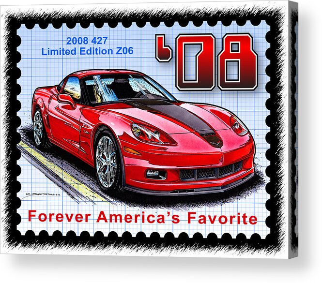 2008 Corvette Acrylic Print featuring the digital art 2008 427 Limited Edition Z06 by K Scott Teeters