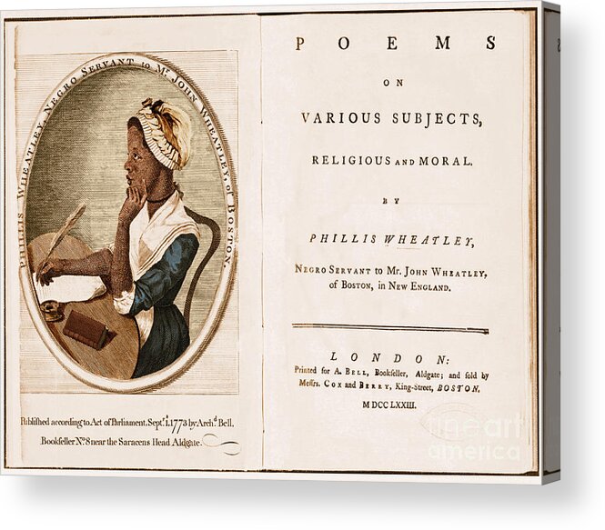 History Acrylic Print featuring the Phillis Wheatley, African-american Poet #4 by Photo Researchers