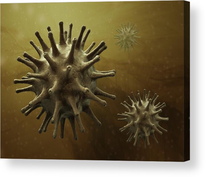 Square Acrylic Print featuring the digital art Virus Particles, Artwork #6 by Andrzej Wojcicki