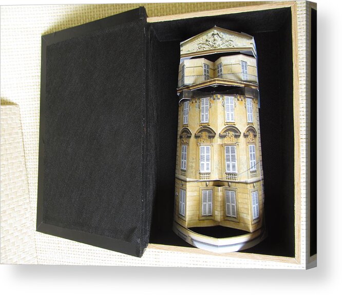 Paper Art Acrylic Print featuring the sculpture A book holds a house of gold by Alfred Ng