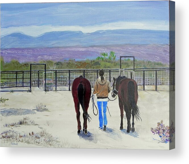Horses Acrylic Print featuring the painting Texas - A Good Ride by Christine Lathrop