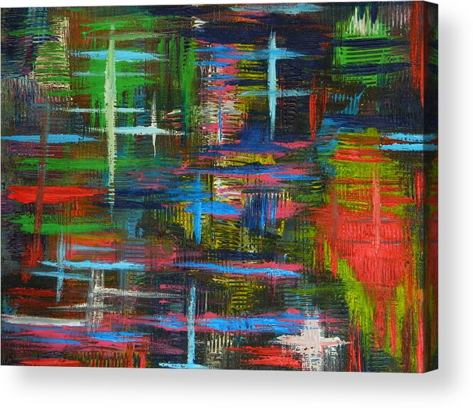 Bold Color Abstract Acrylic Print featuring the painting Abstract Lines by Everette McMahan jr