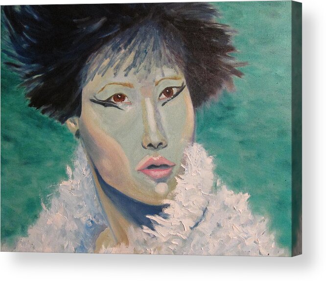 Oil Portrait Painting Acrylic Print featuring the painting Asian Flare by Kathryn Barry