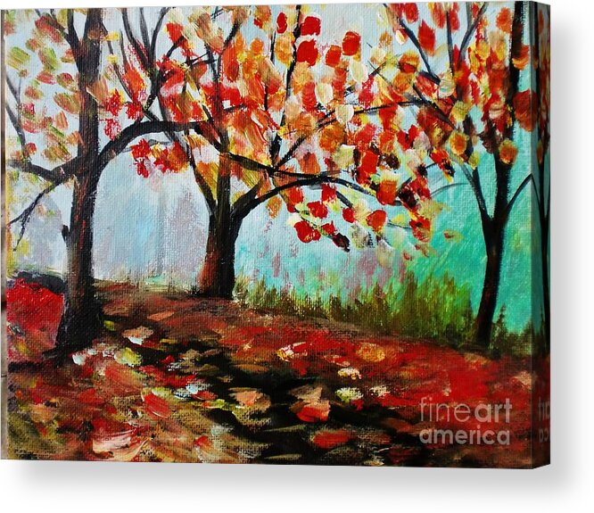 Fall Acrylic Print featuring the painting Autumn Trail by Trilby Cole