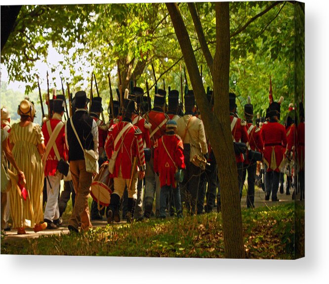 Soilders Marching Acrylic Print featuring the photograph Battle Of Queenston Heights 41 by Cyryn Fyrcyd