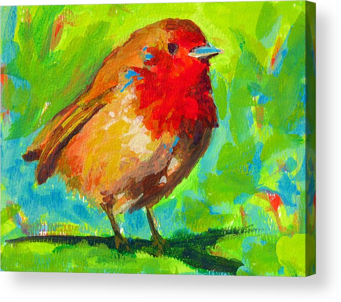 Bird Painting Acrylic Print featuring the painting Birdie Bird - Robin by Patricia Awapara