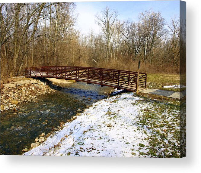 Bridge Acrylic Print featuring the photograph Bridge Over the Creek in Winter by Mike Stanfield