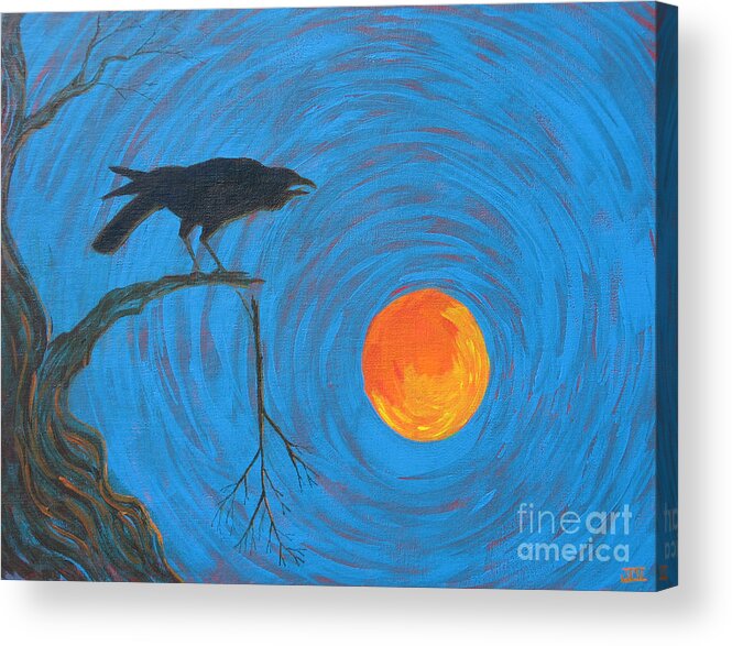 Crow Acrylic Print featuring the painting Broken Branch by Jackie Irwin