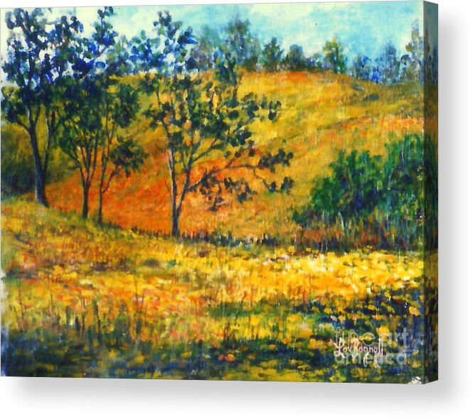 Fall Landscape Acrylic Print featuring the painting California Fields by Lou Ann Bagnall