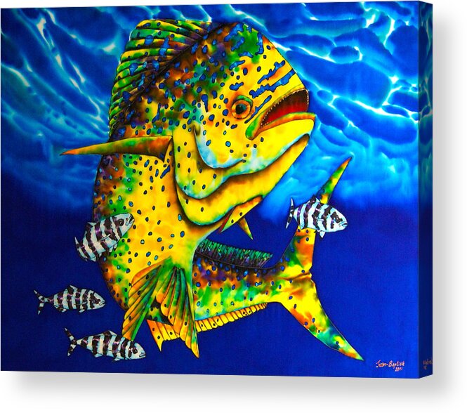 Mahi Mahi Acrylic Print featuring the painting Caribbean Bull by Daniel Jean-Baptiste