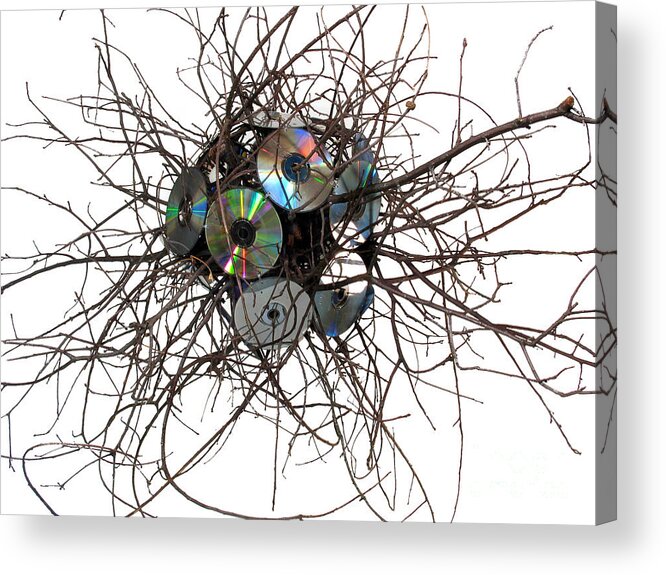 Sculpture Acrylic Print featuring the mixed media CD Virus by Adam Long