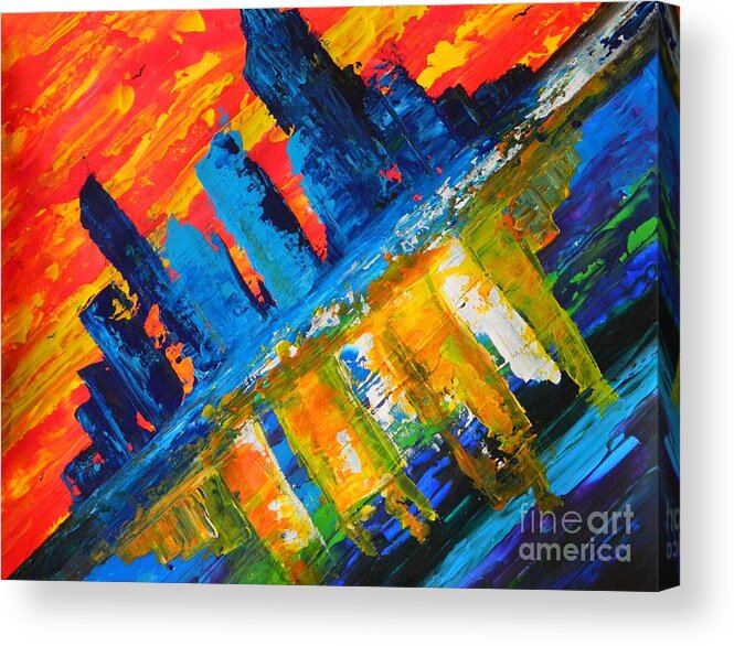 City Acrylic Print featuring the painting City By The Sea by Everette McMahan jr