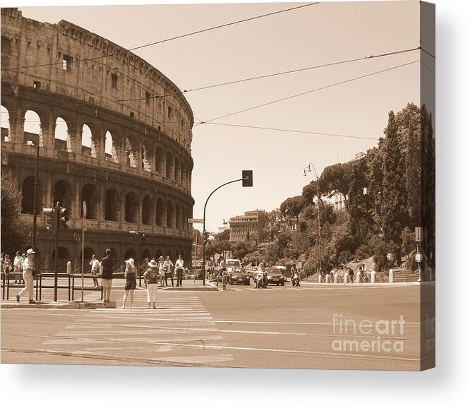 Colosseum Acrylic Print featuring the photograph Colosseum in Sepia by Laurel Best