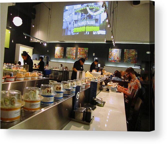 Sushi Acrylic Print featuring the photograph Conveyer Belt Sushi Bar by Kym Backland