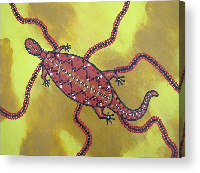 Aboriginal Acrylic Print featuring the painting Desert Lizard by Courtney Adams