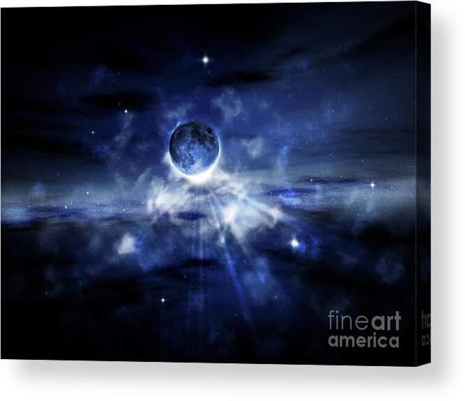 Planets Acrylic Print featuring the digital art Digitally Generated Image Of A Planet by Vlad Gerasimov