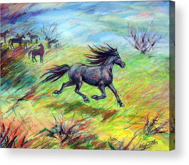  Acrylic Print featuring the painting Dream Horse in Flight by Nancy Tilles