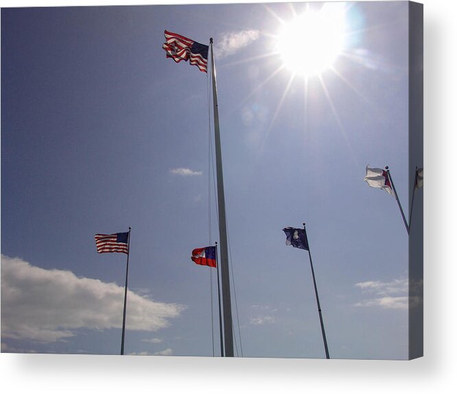 Ft. Sumpter Acrylic Print featuring the photograph Flags at Ft. Sumpter by Al Griffin