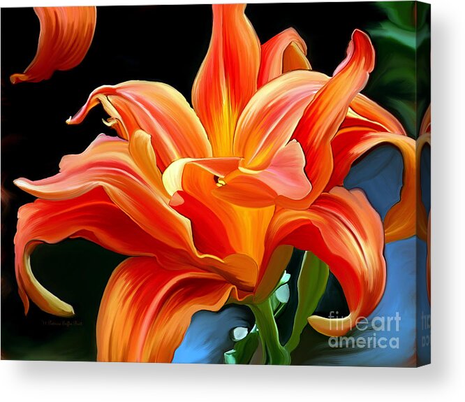 Flower Painting Acrylic Print featuring the painting Flaming Flower by Patricia Griffin Brett