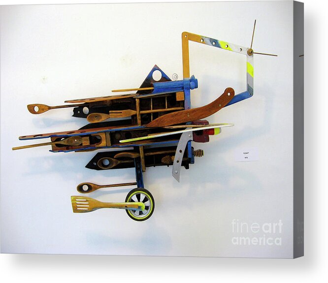 Found And Recycled Objects Acrylic Print featuring the mixed media Flying by Bill Thomson