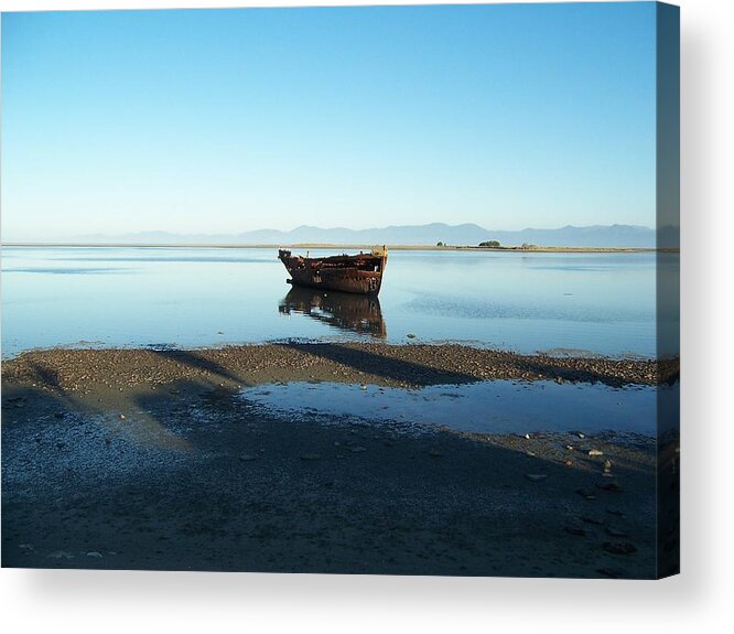 New Zealand Acrylic Print featuring the photograph Forgotten Boat Wreck near Motueka by Peter Mooyman
