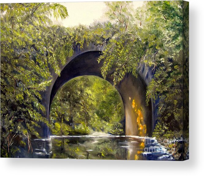 Bridge Acrylic Print featuring the painting Forgotten Train Bridge by Carol Sweetwood