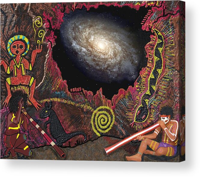 Aborigine Acrylic Print featuring the mixed media Forty Thousand Years in the Making by Myztico Campo