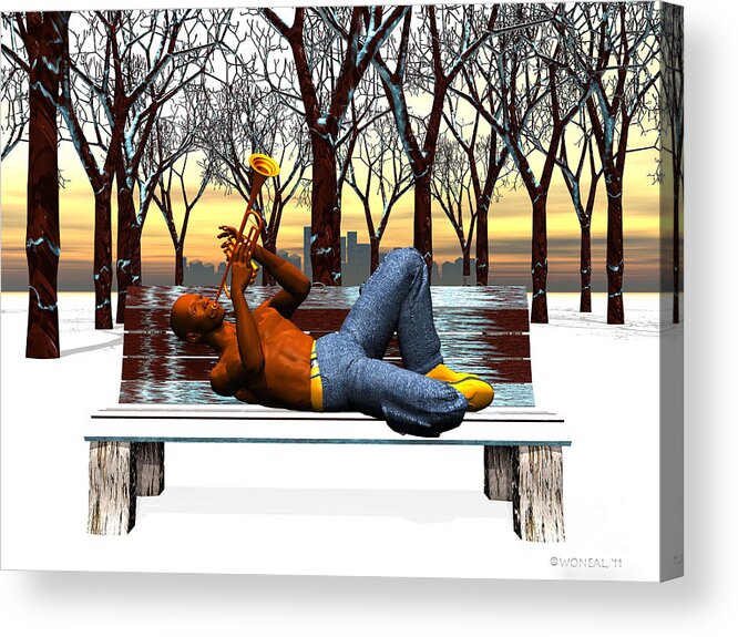 Fantasy Acrylic Print featuring the digital art Gabriel Blows His Horn by Walter Neal