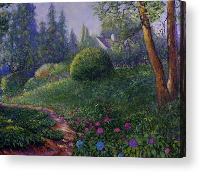 Lake Acrylic Print featuring the painting Garden Trail by Charles Munn