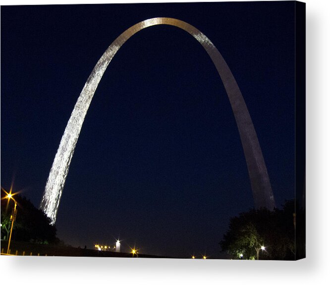 St. Louis Acrylic Print featuring the photograph Gateway Arch at Night by Nancy De Flon