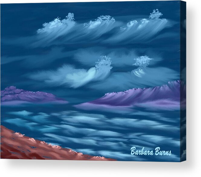 Seascape Acrylic Print featuring the digital art Ghost Sisters Cove by Barbara Burns