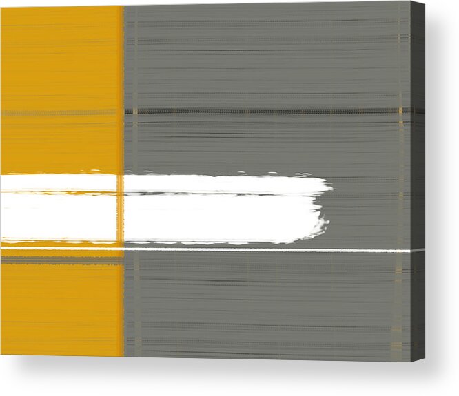 Abstract Acrylic Print featuring the painting Grey and Yellow by Naxart Studio