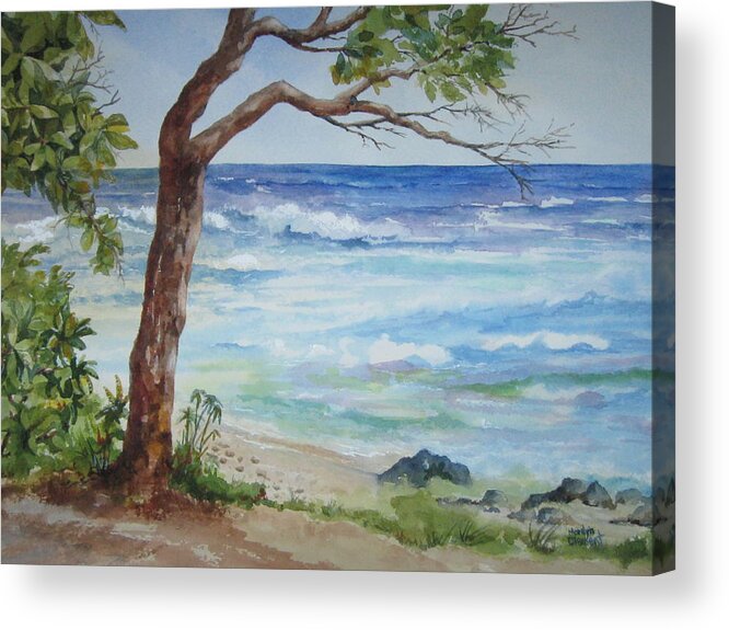 Tree Acrylic Print featuring the painting Hawaiian Beach by Marilyn Clement
