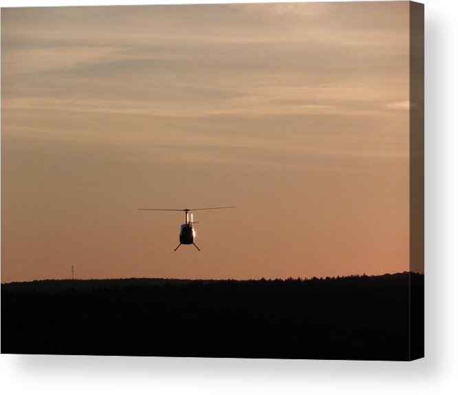 Helicopter Acrylic Print featuring the photograph Helicopter Flyover At Sunset by Kim Galluzzo Wozniak