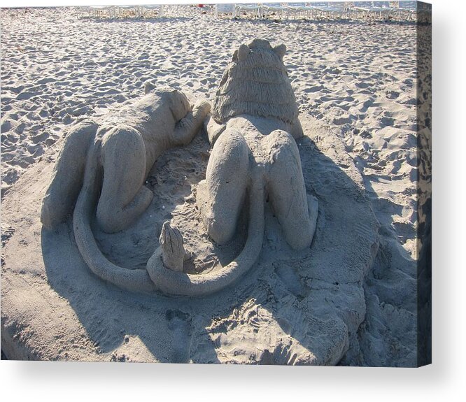 Sand Sculpture Acrylic Print featuring the photograph Holding Tails by Kathryn Barry