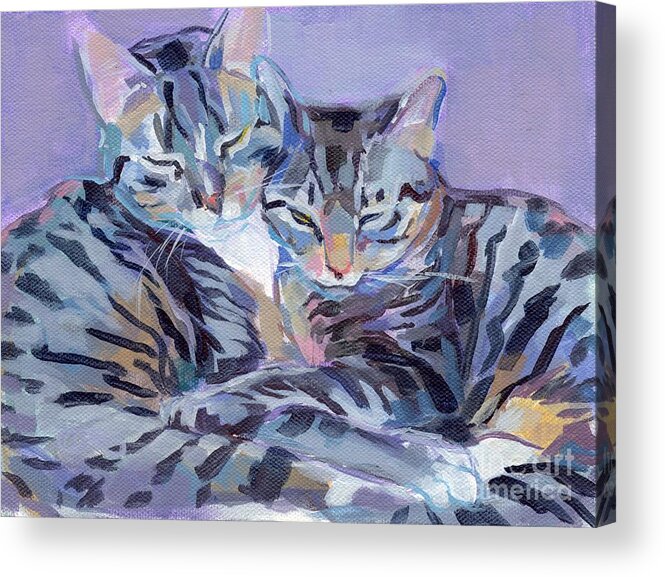 Kitty Acrylic Print featuring the painting Hugs Purrs and Stripes by Kimberly Santini