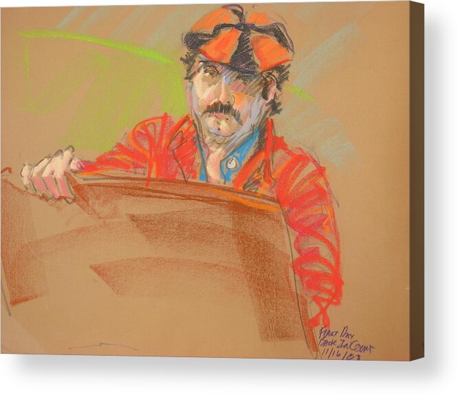 Drawing Acrylic Print featuring the painting Illustrator of the Court by Les Leffingwell